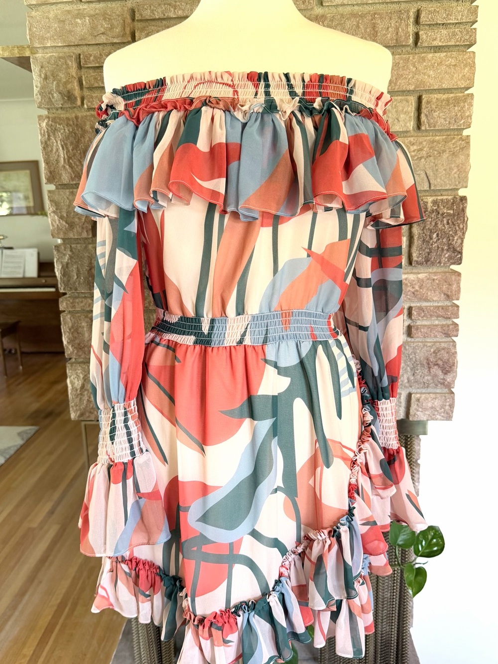 PatBO Rio off-the-shoulder Ruffle Mini Dress - Picture 2 of 7